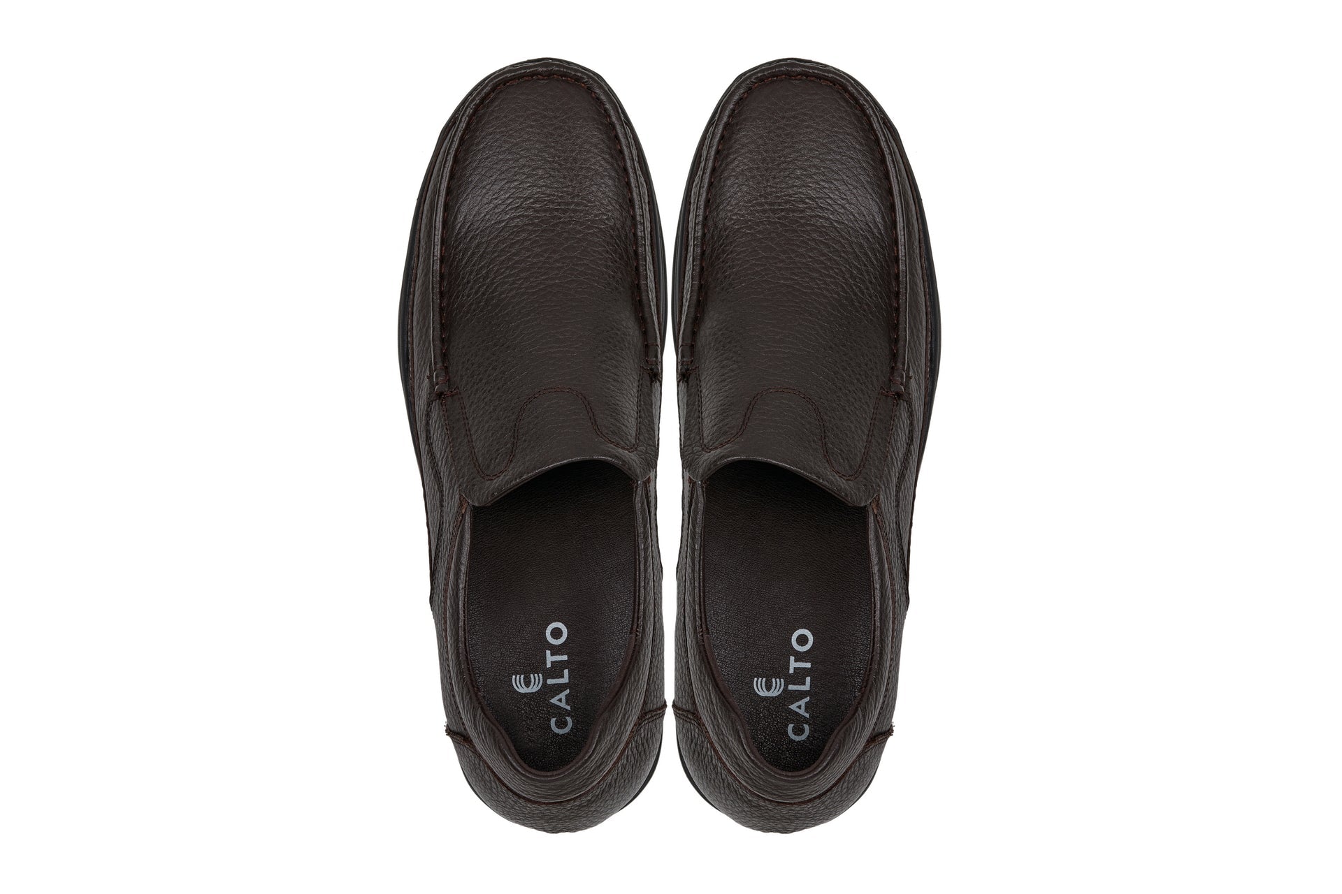 CALTO - G1823 - 3 Inches Taller (Brown) - Lightweight Slip-On Loafer Dress Shoes